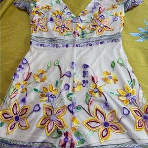 Floral Embroidered Women's Romper